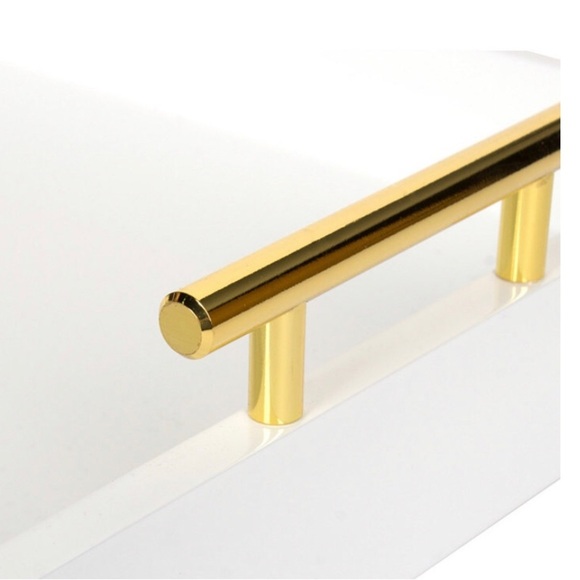 Kate & Laurel White Lipton Decorative Tray Polished Handles 16 x 16” - Picture 3 of 9